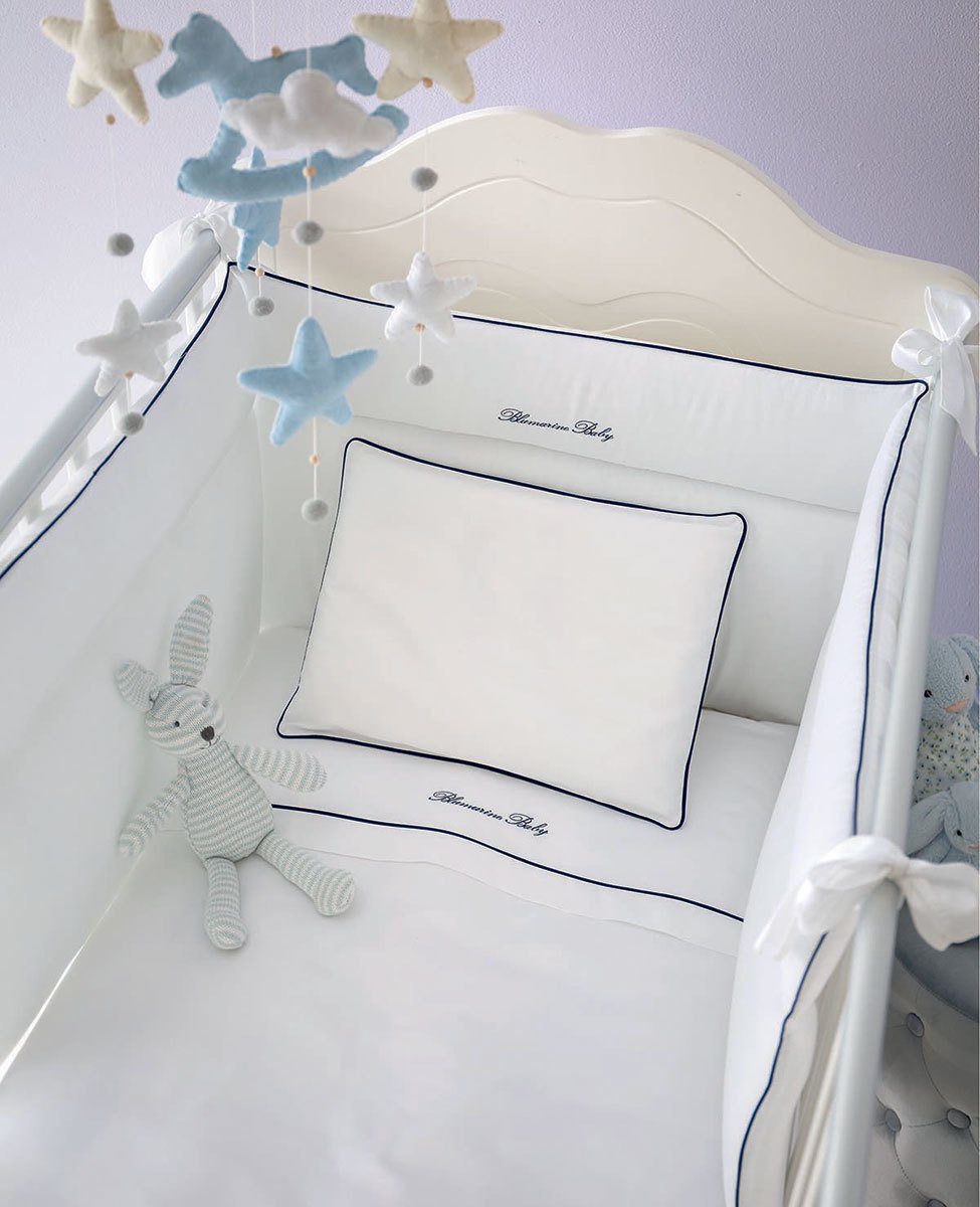 Blumarine Baby Completo Copripiumino 5 Pezzi Con Interno Estraibile Lettino Baby Blu