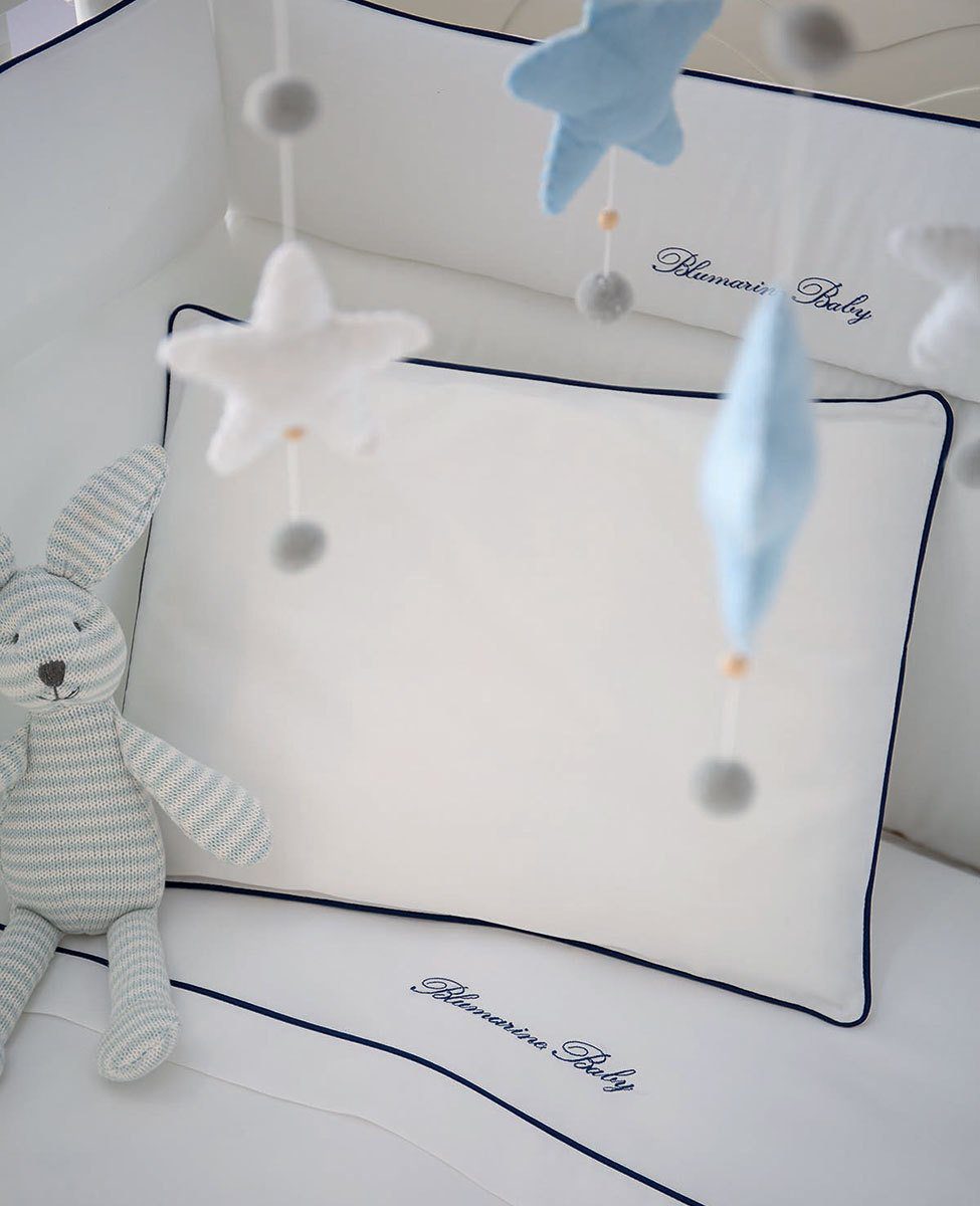 Blumarine Baby Completo Copripiumino 5 Pezzi Con Interno Estraibile Lettino Baby Blu