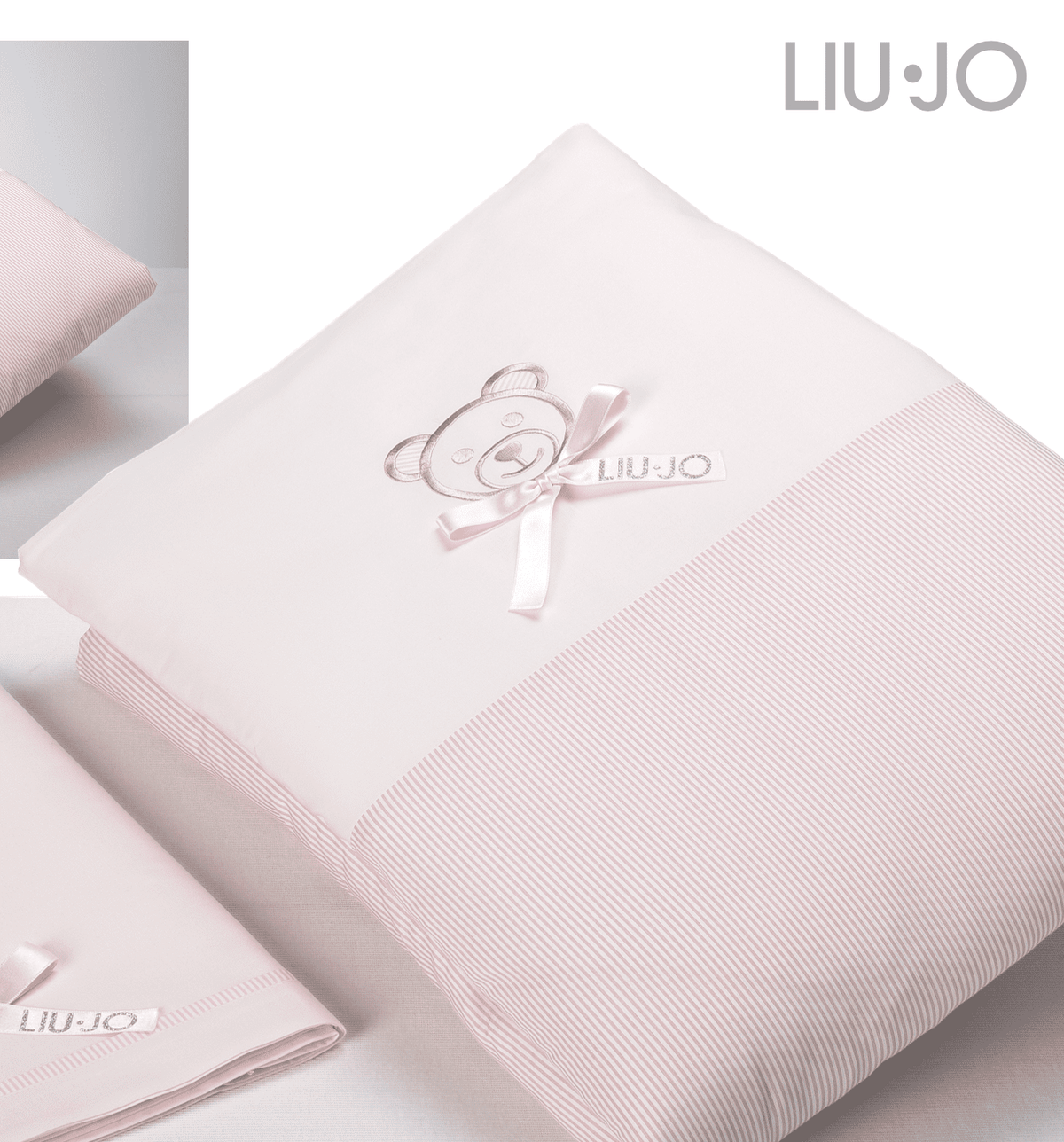 Liu Jo Baby Completo Copripiumino Culla/Carrozzina In Cotone Babybear Bl429c