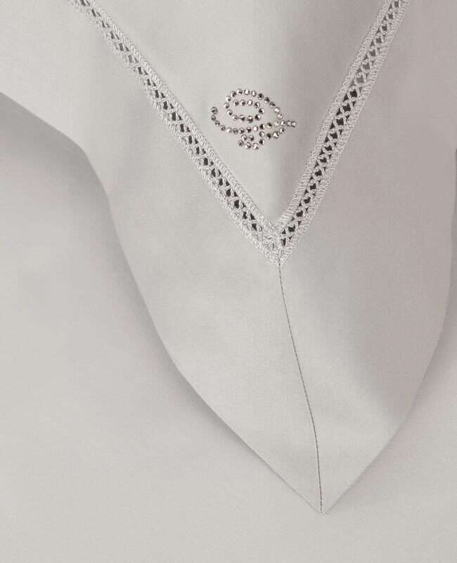 Blumarine Completo Copripiumino Matrimoniale In Raso Di Cotone Blu Notte