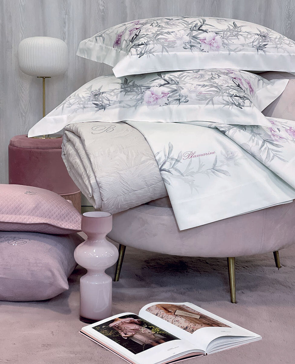 Blumarine Completo Lenzuola Matrimoniale In Raso Di Cotone Orchidea