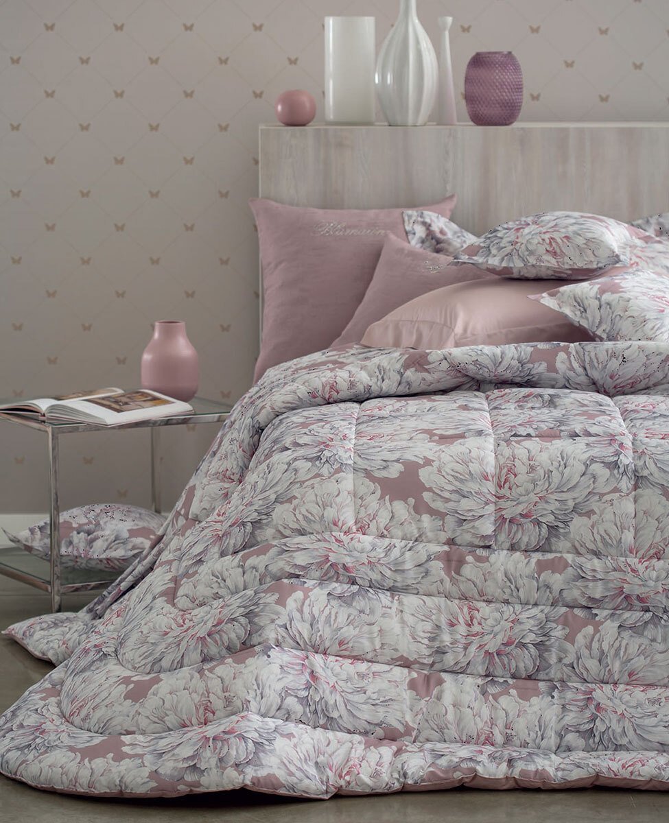 Blumarine Trapunta matrimoniale in raso di cotone stampato Sogni