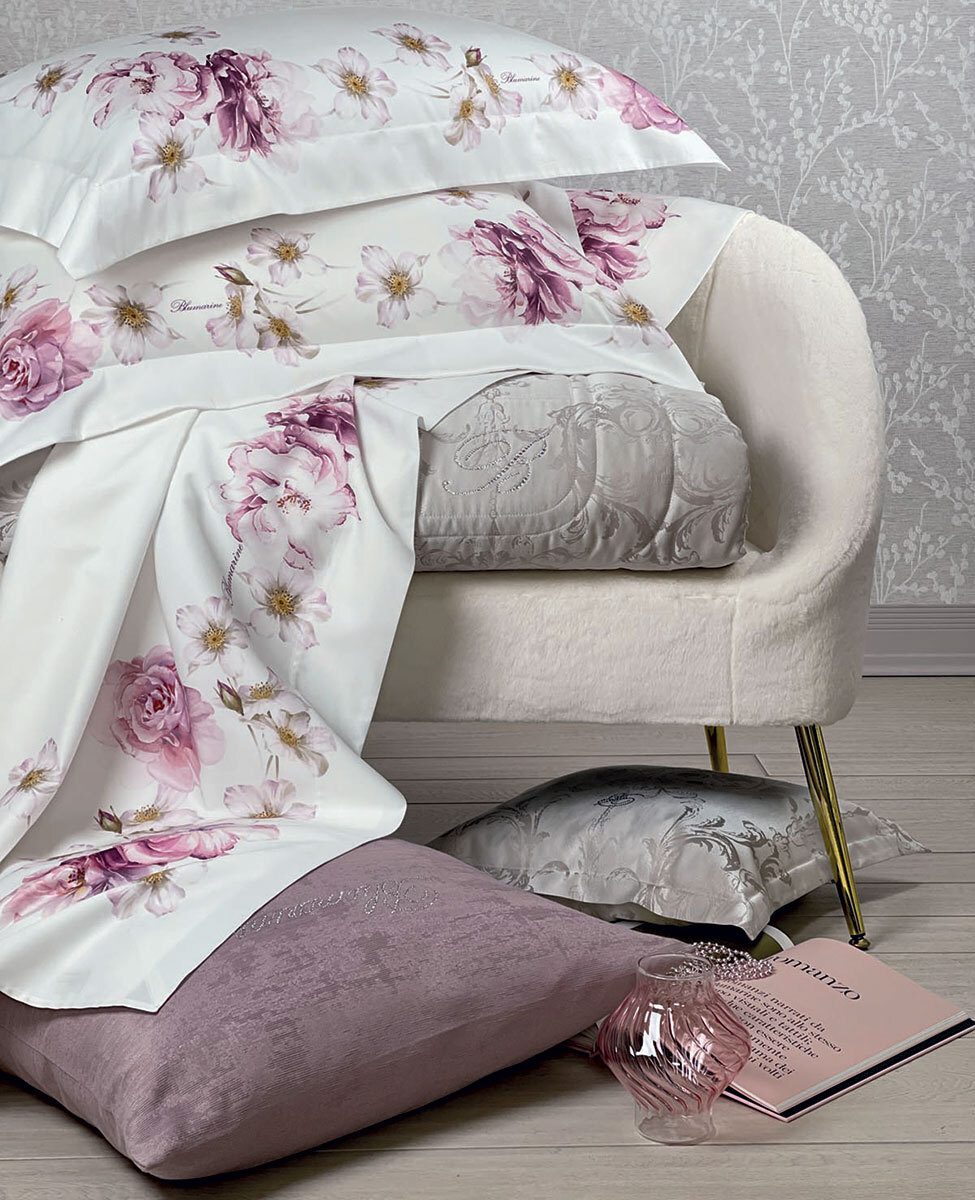 Blumarine Completo Lenzuola Matrimoniale In Raso Di Cotone Brook