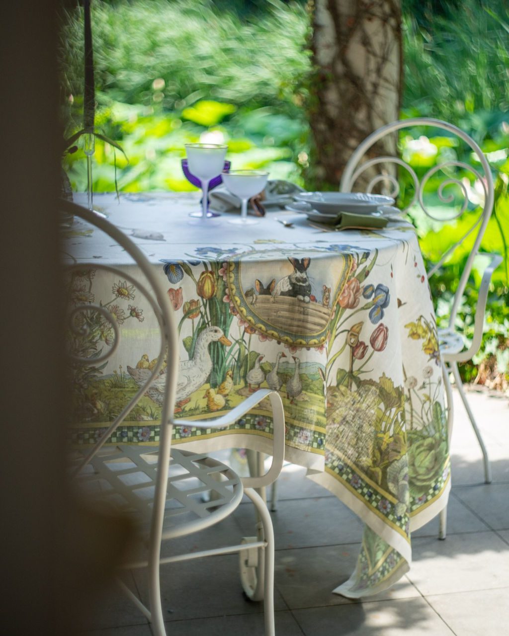 Tessitura Toscana Telerie Tovaglia E/O Runner In Lino Bunny Garden