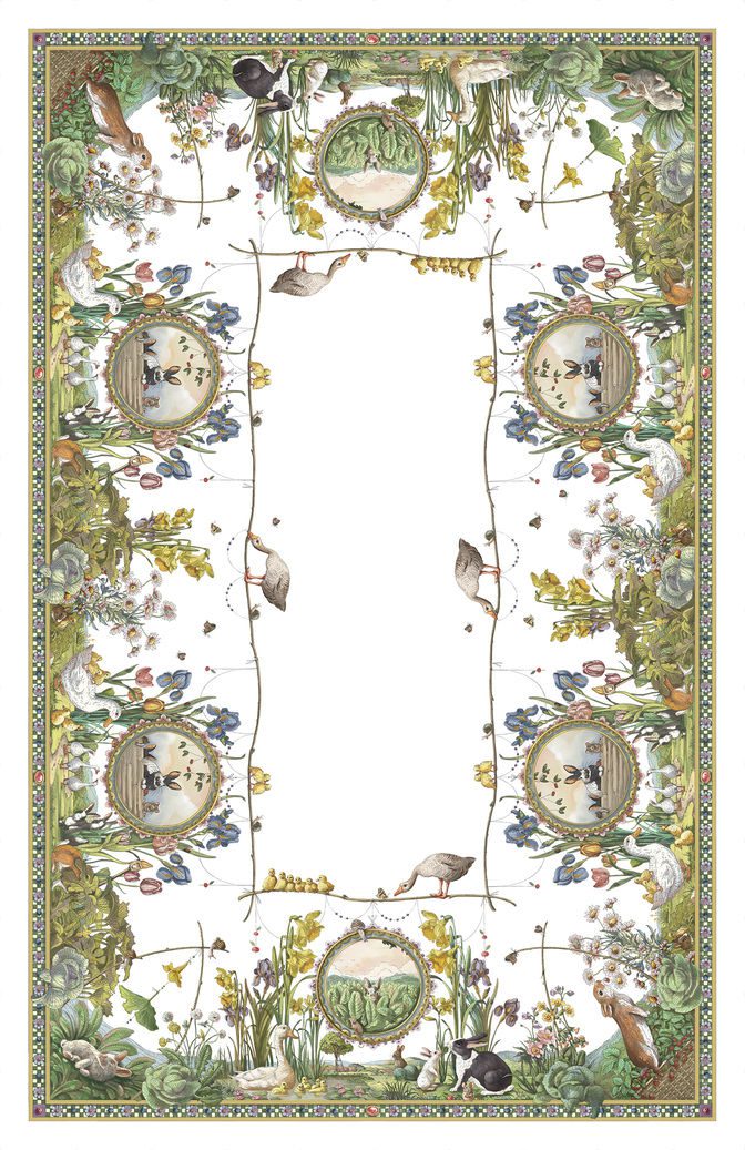 Tessitura Toscana Telerie Tovaglia E/O Runner In Lino Bunny Garden