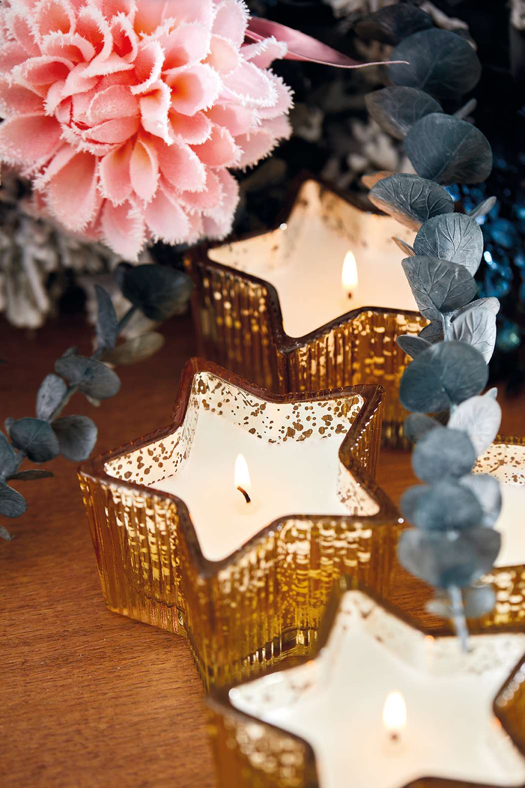Maison Sucree' Set 2 Pezzi Star Candles Ambra