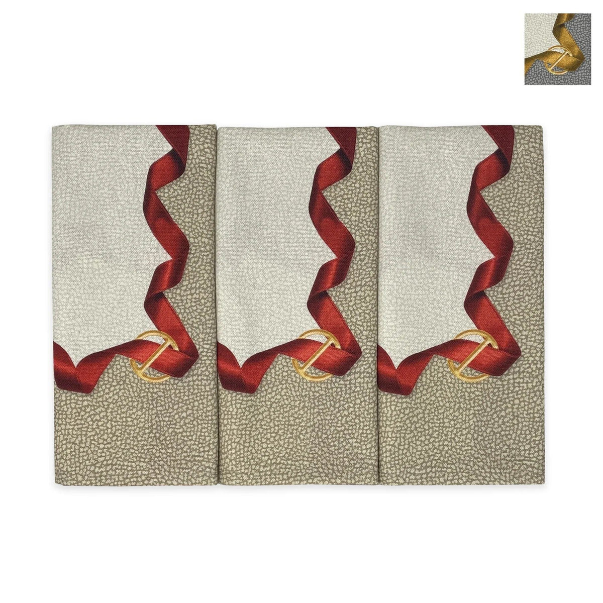 BORBONESE STROFINACCIO NATALIZIO IN COTONE STAMPATO RIBBON