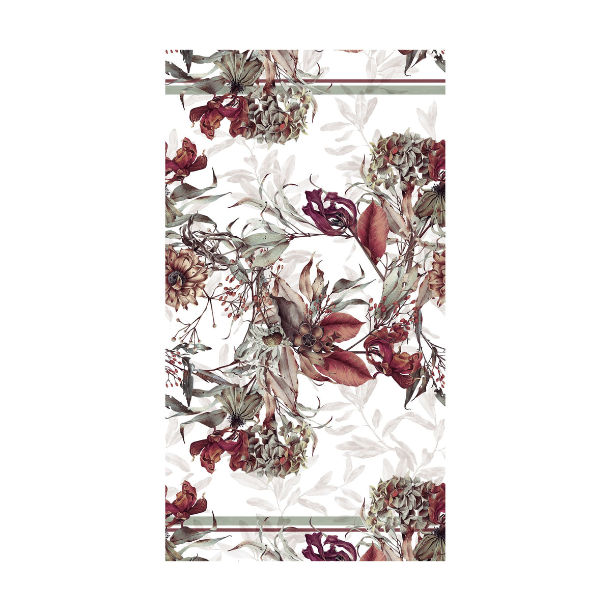 Maison Sucree' Tovaglia E/O Runner In Tessuto Antimacchia Stampato Bouquet D'Inverno