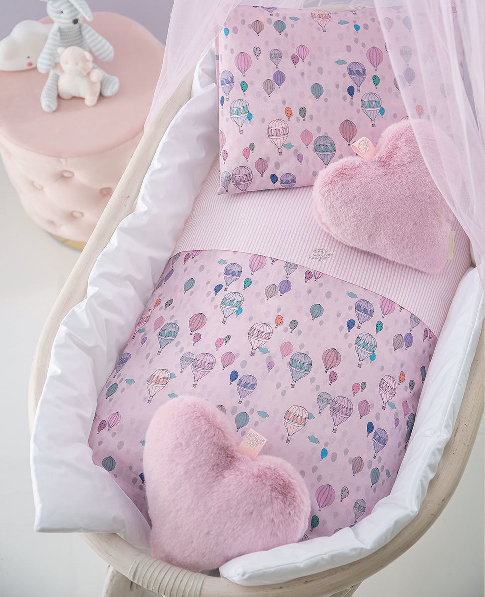 Blumarine Baby Completo Copripiumino Culla 4Pz In Percalle di cotone Mongolfiera