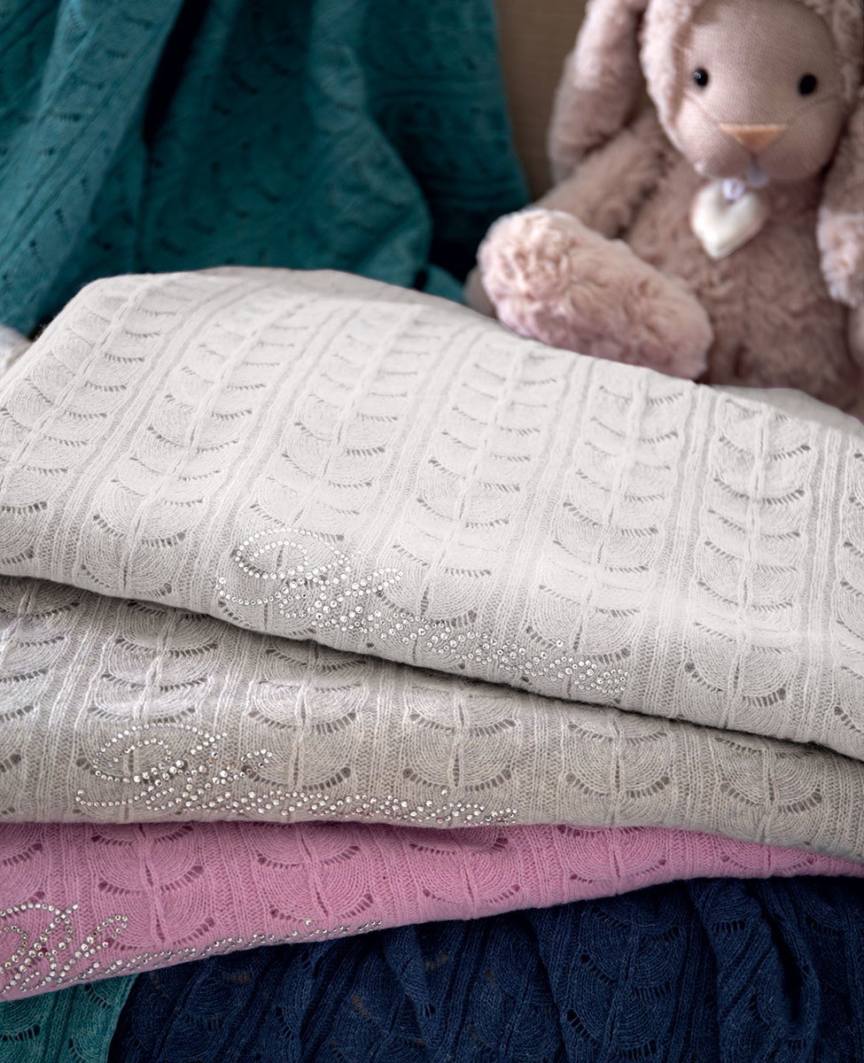 Blumarine Baby Copertina Culla In Lana Jacquard Punzonato Eloise