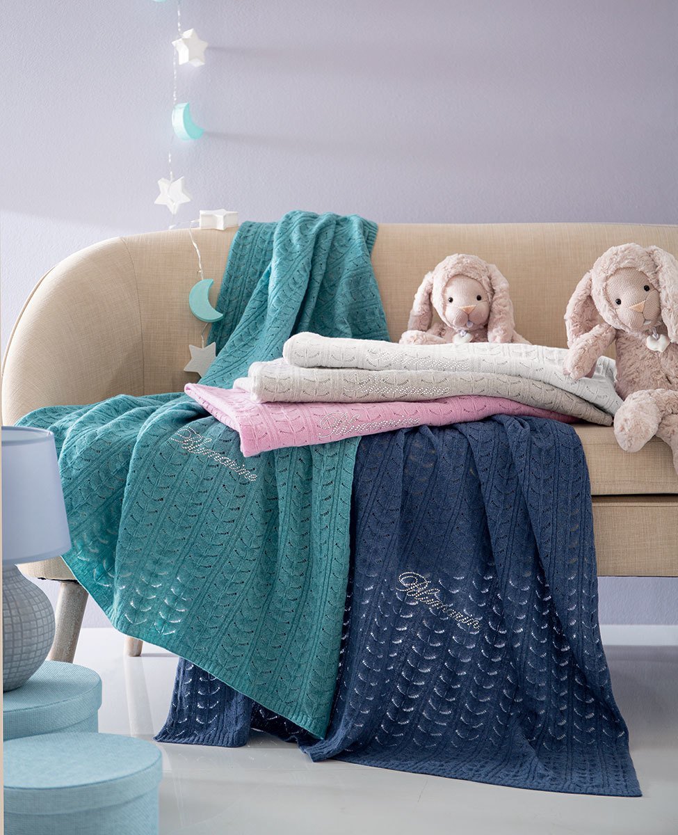 Blumarine Baby Copertina Culla In Lana Jacquard Punzonato Eloise