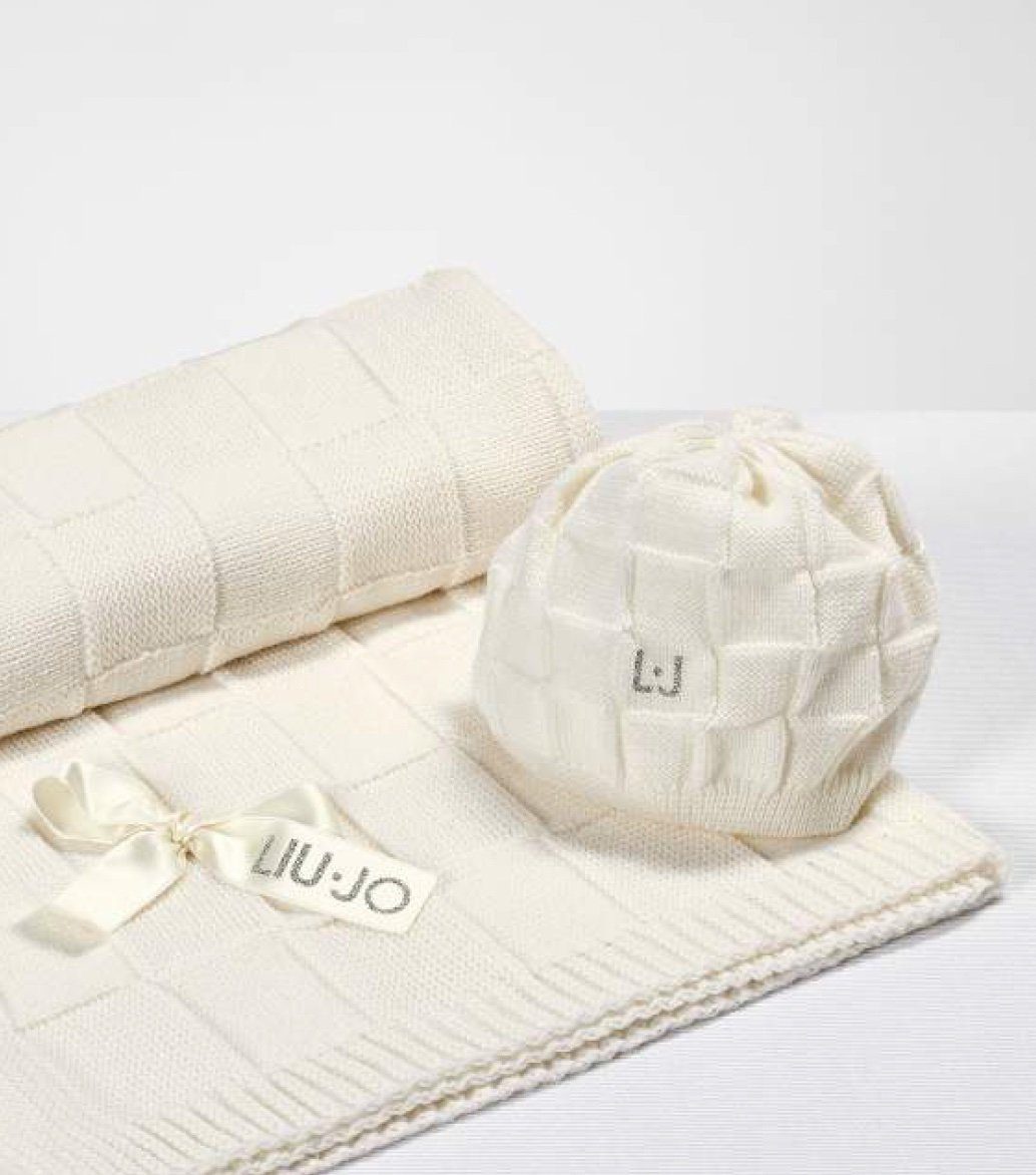 Liu Jo Baby Copertina Culla E Carrozzina In Lana Merinos Quadrati Bl524B