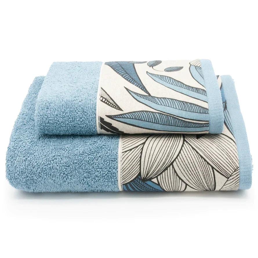Creole Home Set Asciugamani 1+1 In Spugna Di Cotone Con Bordo Cotone Fantasia Liberty