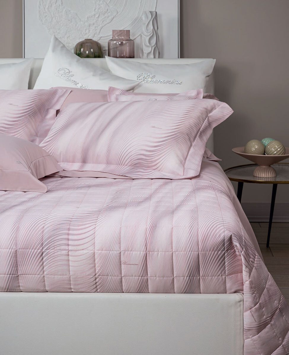 Blumarine Copriletto Trapuntato Matrimoniale In Raso Di Cotone Light Romantic