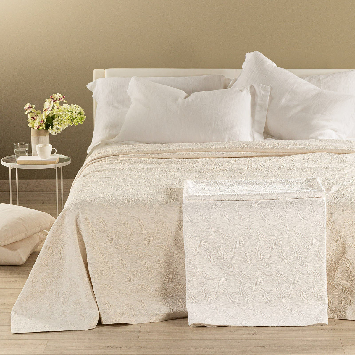Caleffi Copriletto Liscio Matrimoniale In Cotone Jacquard Egeo