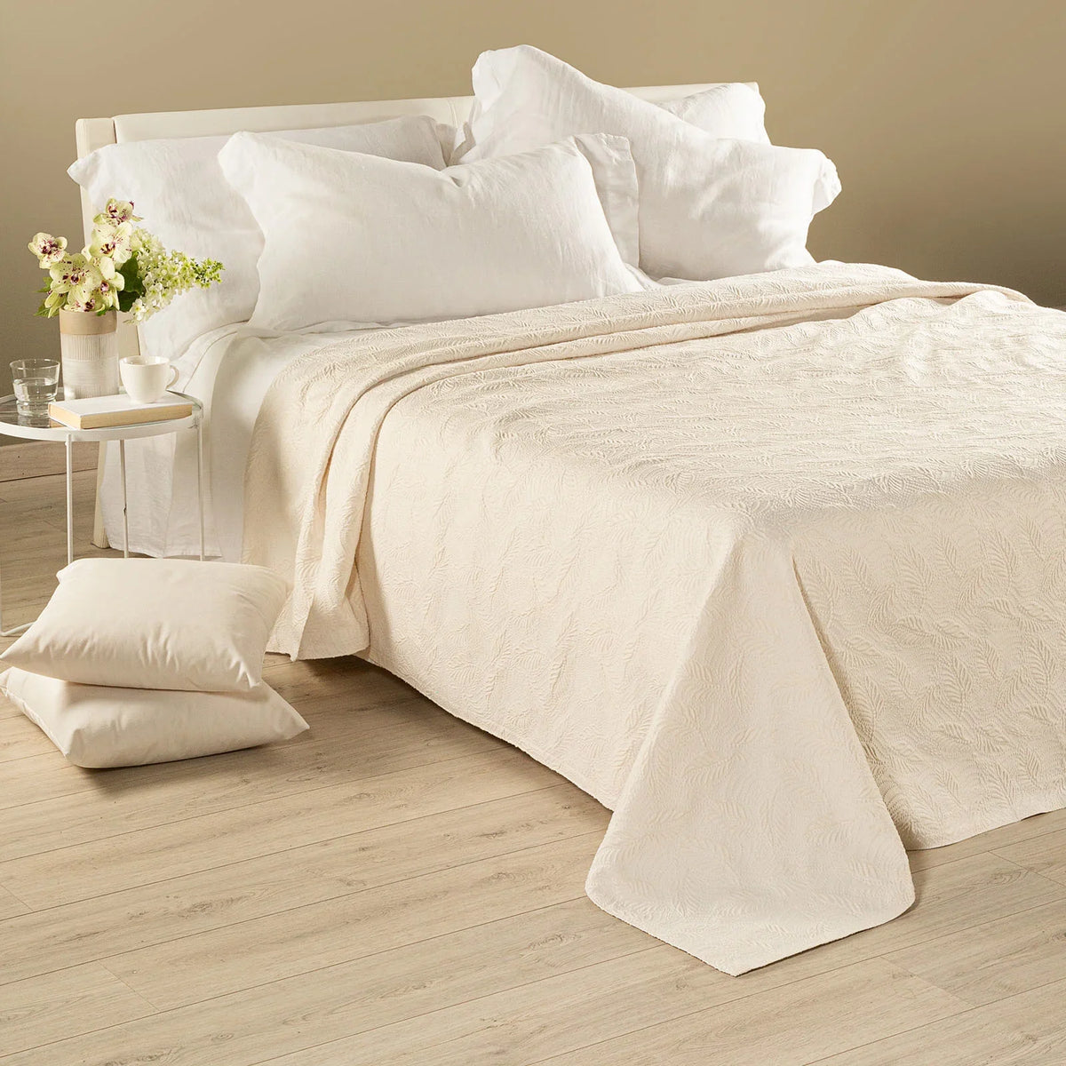 Caleffi Copriletto Liscio Matrimoniale In Cotone Jacquard Egeo