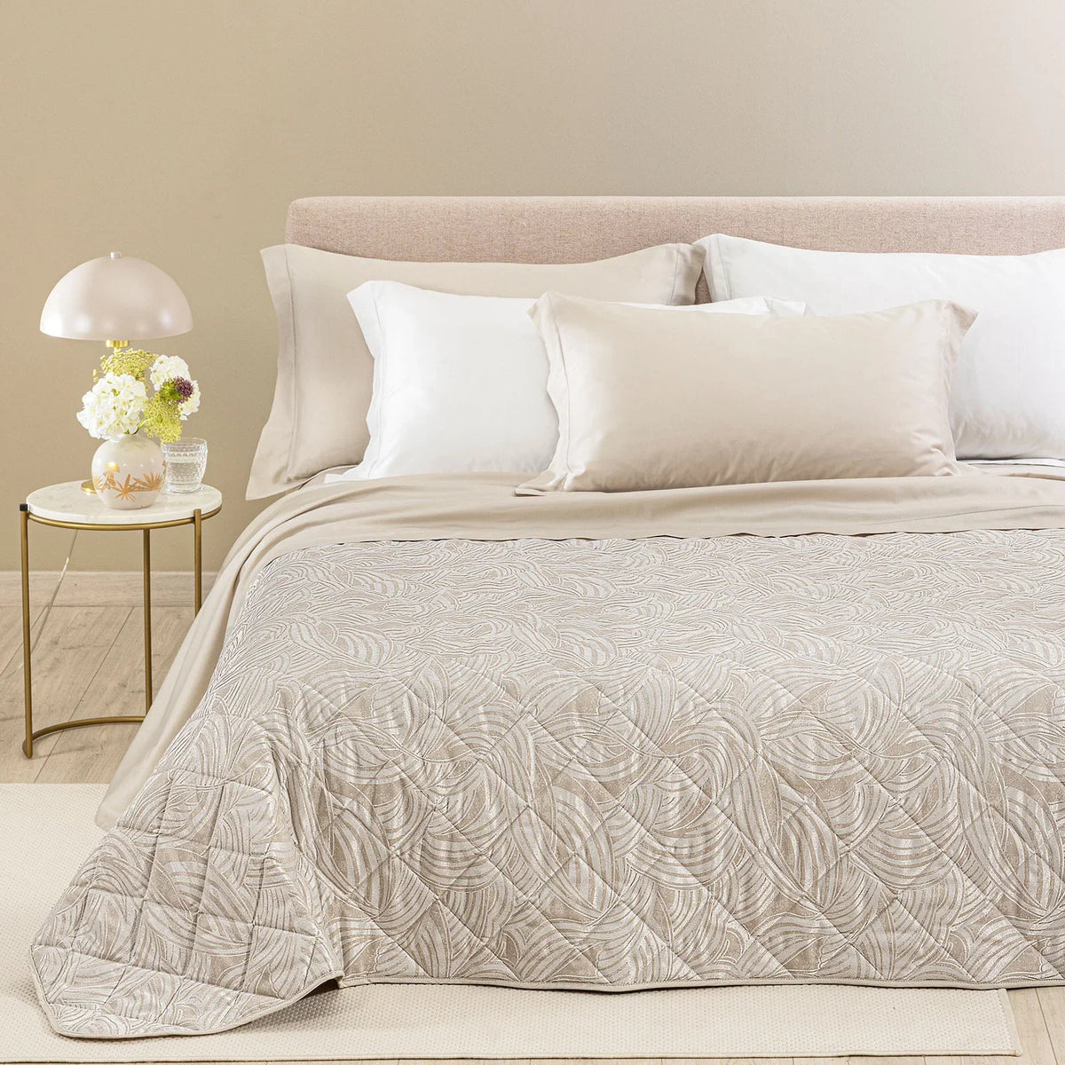Caleffi Copriletto Trapuntato Matrimoniale In Raso Jacquard Apollo