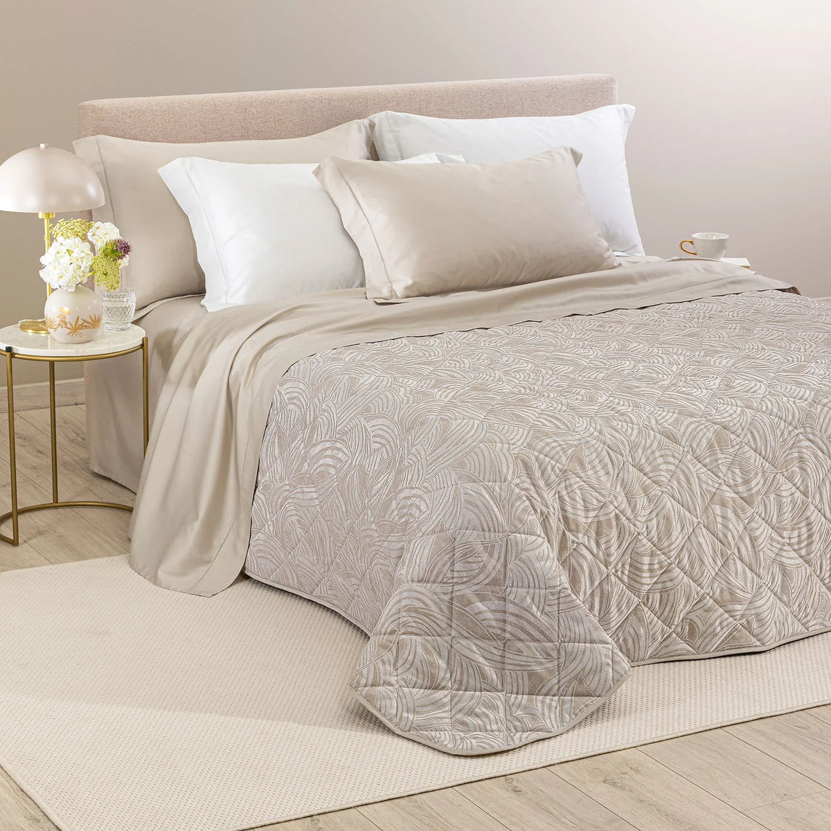Caleffi Copriletto Trapuntato Matrimoniale In Raso Jacquard Apollo