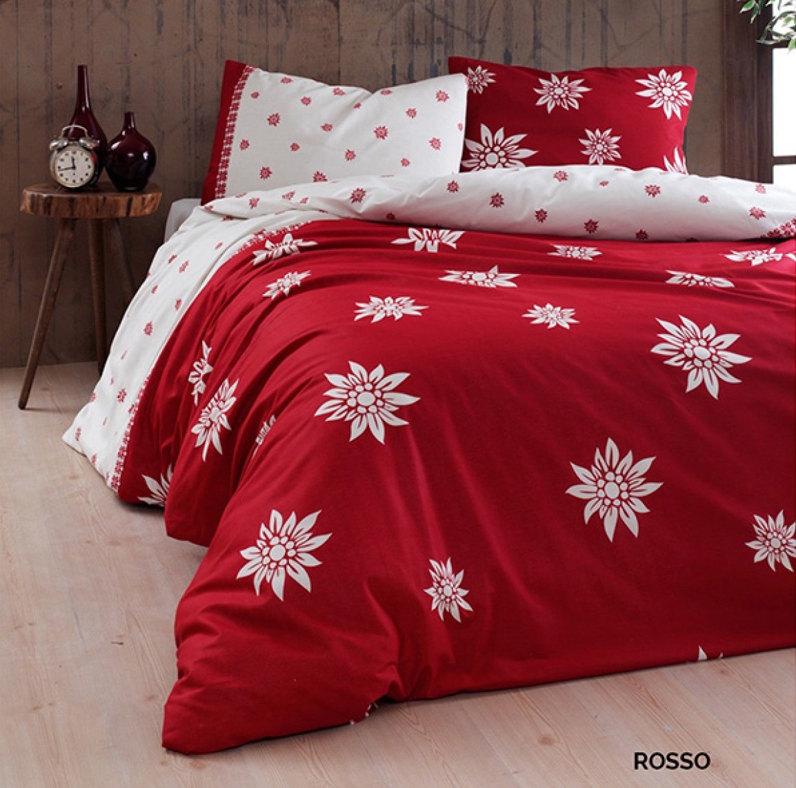 Daunex Parure Copripiumino In Cotone Stampato Braies Rosso