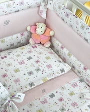 Blumarine Baby Completo Copripiumino Lettino Con Paracolpi In Percalle Di Cotone Farfalle