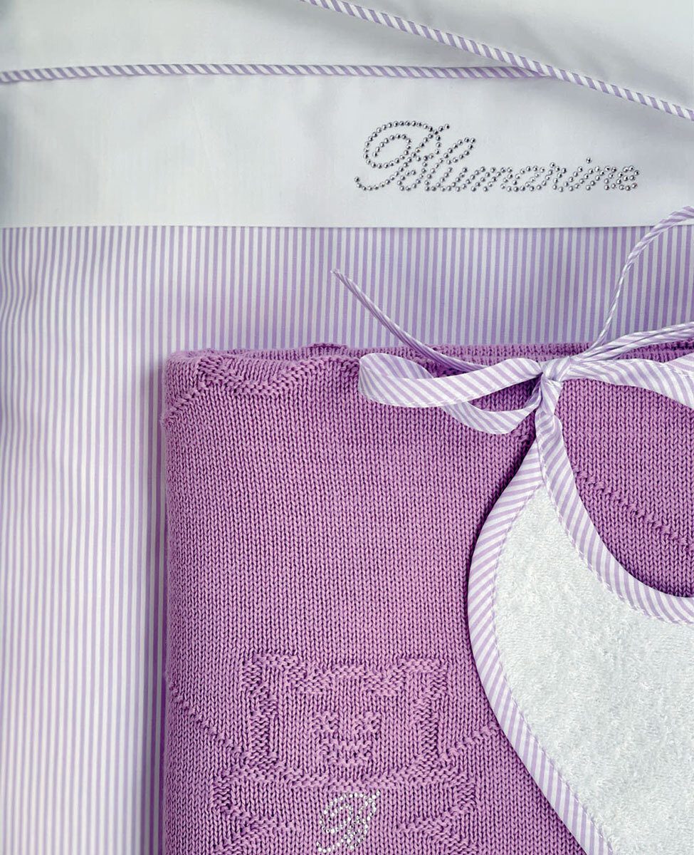 Blumarine Baby Completo Copripiumino Lettino Con Paracolpi In Percalle Di Cotone Navy