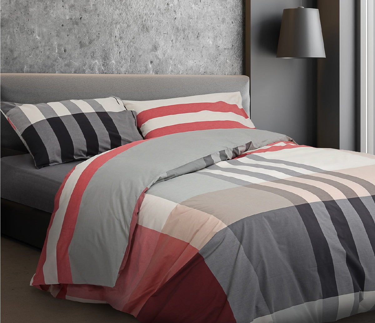 Daunex Parure Copripiumino Tinto In Filo Double Face Liverpool Rosso