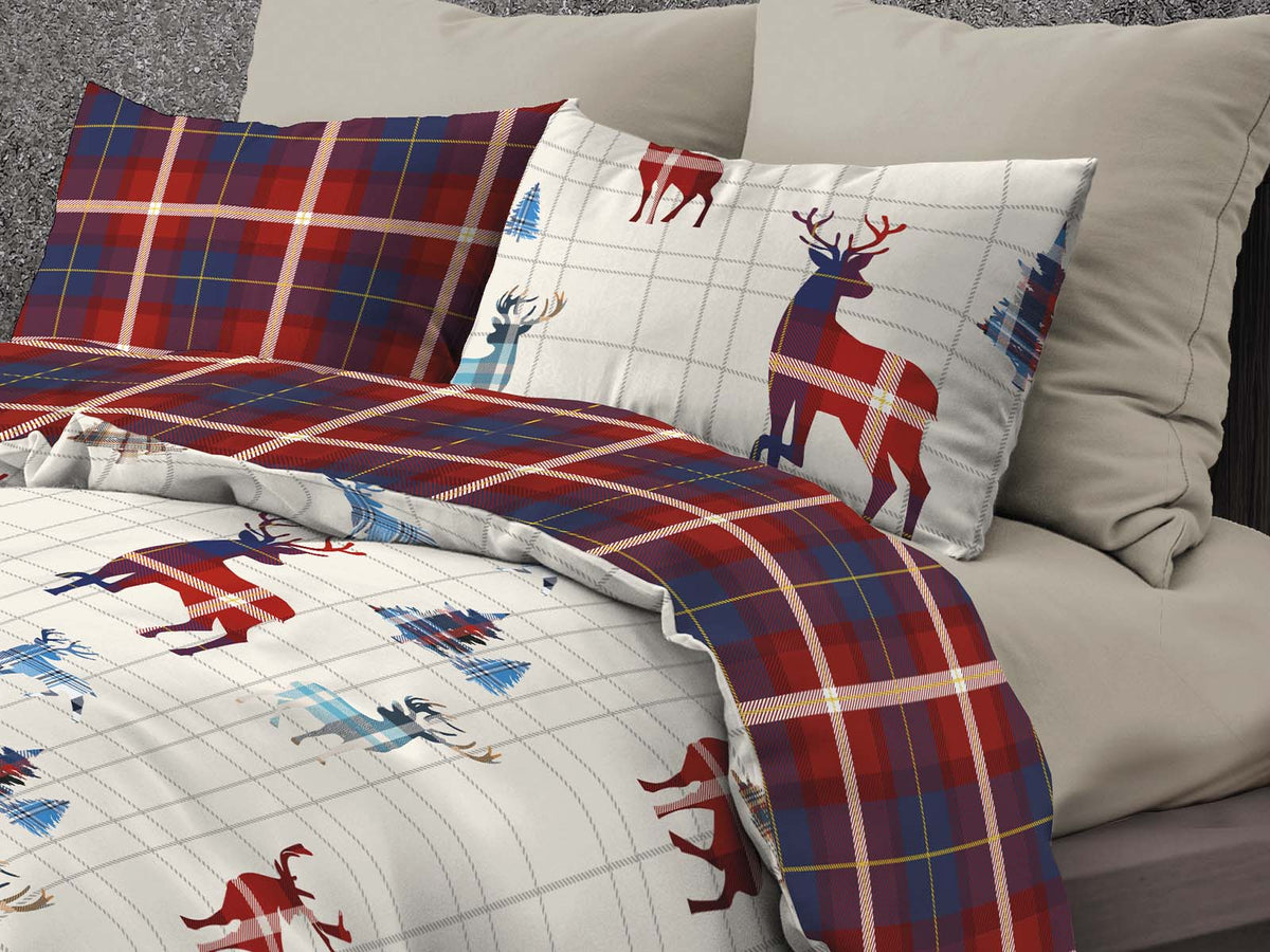 Daunex Parure Copripiumino Double Face In Cotone Stampato Alpino