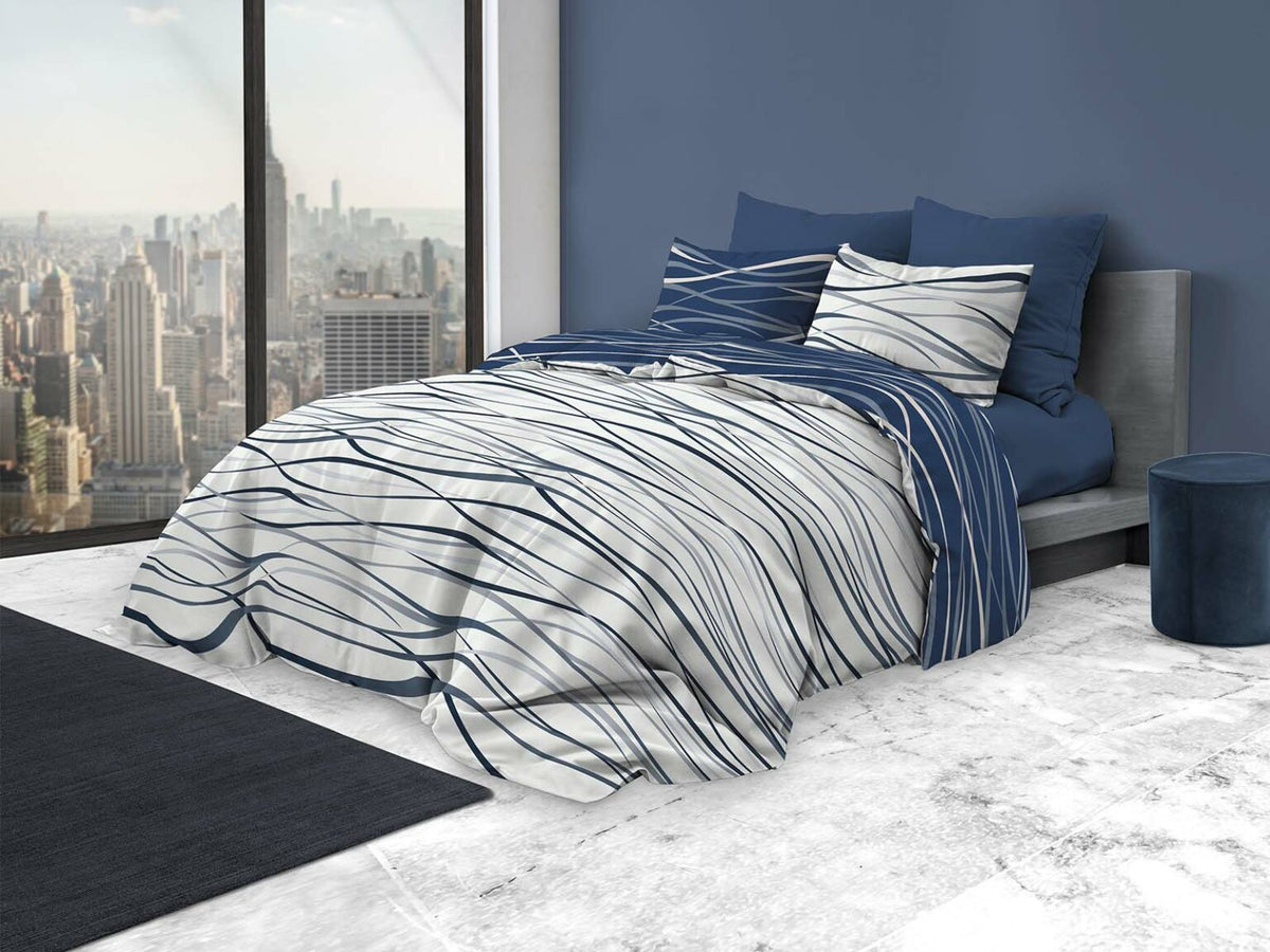 DAUNEX PARURE COPRIPIUMINO DOUBLE FACE IN COTONE STAMPATO CORK