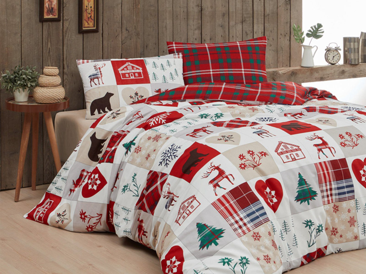Daunex Parure Copripiumino Double Face In Cotone Stampato Aspen