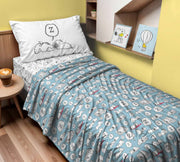 Peanuts Completo Lenzuola Singolo Modello Copriletto In Puro Cotone Snoopy Zzz