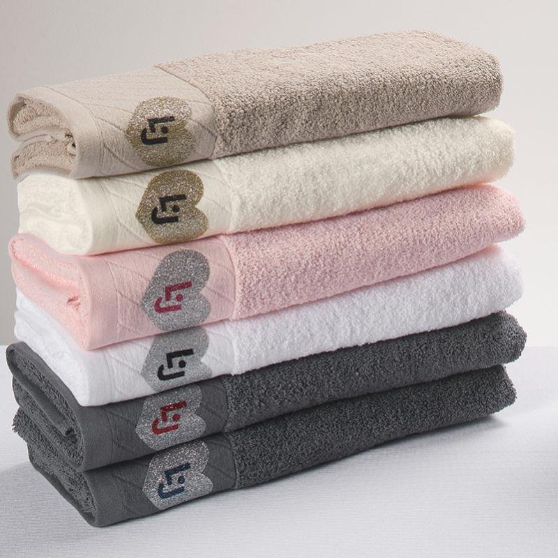 LIU JO SET ASCIUGAMANI 1+1 IN SPUGNA DI COTONE BORDATA CROSS CUORE LB885B