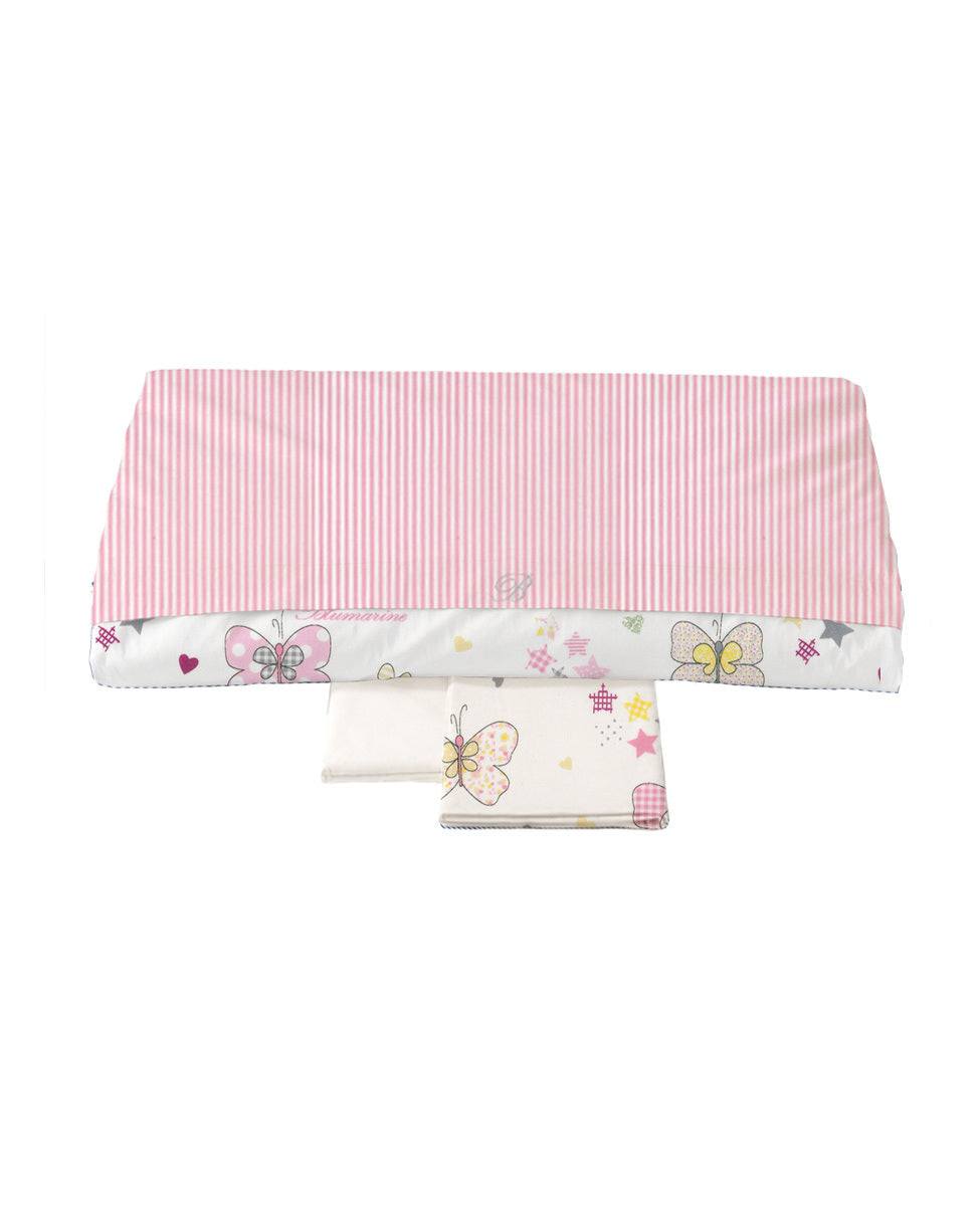 Blumarine Baby Completo Copripiumino Culla 4Pz In Percalle di cotone Farfalle