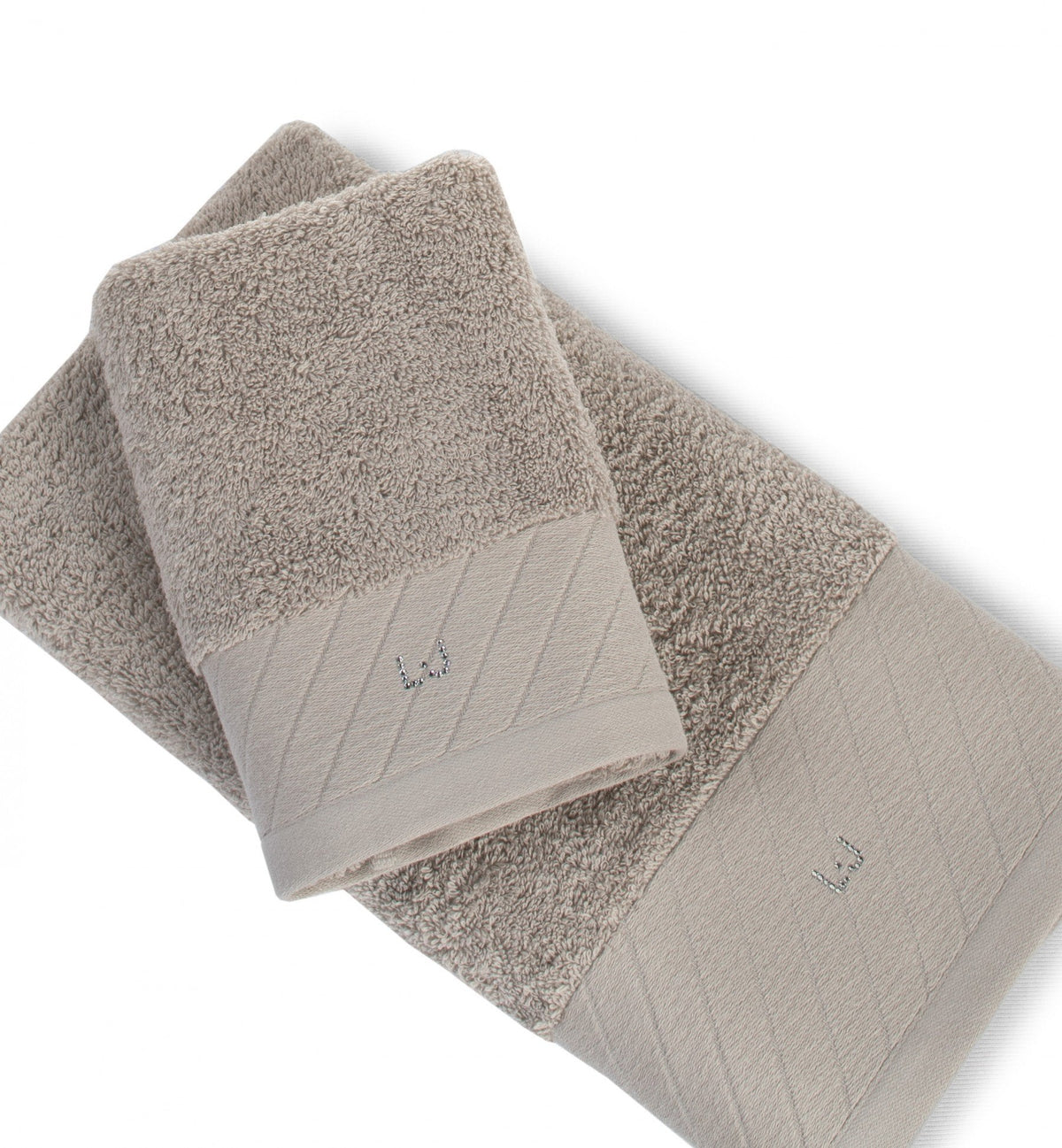 Liu Jo Set Asciugamani 1+1 In Spugna Di Cotone Diagonal Con Logo Sw Lb788B