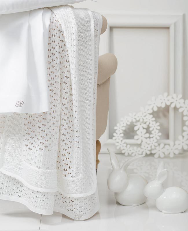 Blumarine Baby Copertina Per Culla E Carrozina In Cotone Diamante
