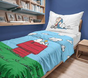 Peanuts Parure Copripiumino Singolo In Puro Cotone Snoopy Dog House