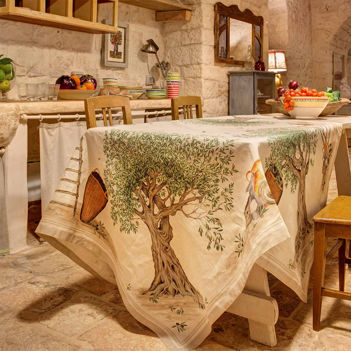 Tessitura Toscana Telerie Tovaglia E/O Runner In Lino Stampato Dop