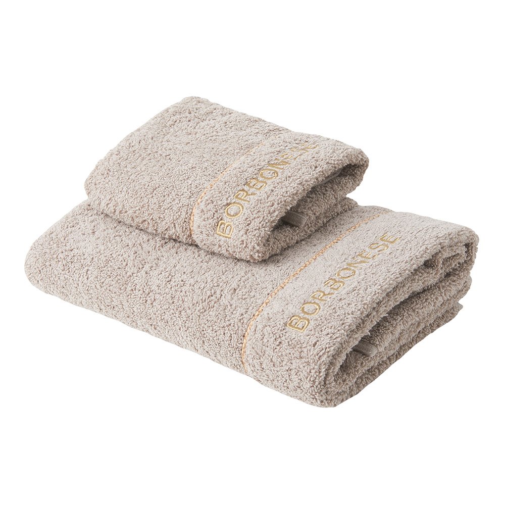 Borbonese Set Asciugamani 1+1 In Spugna Di Cotone Fine Op