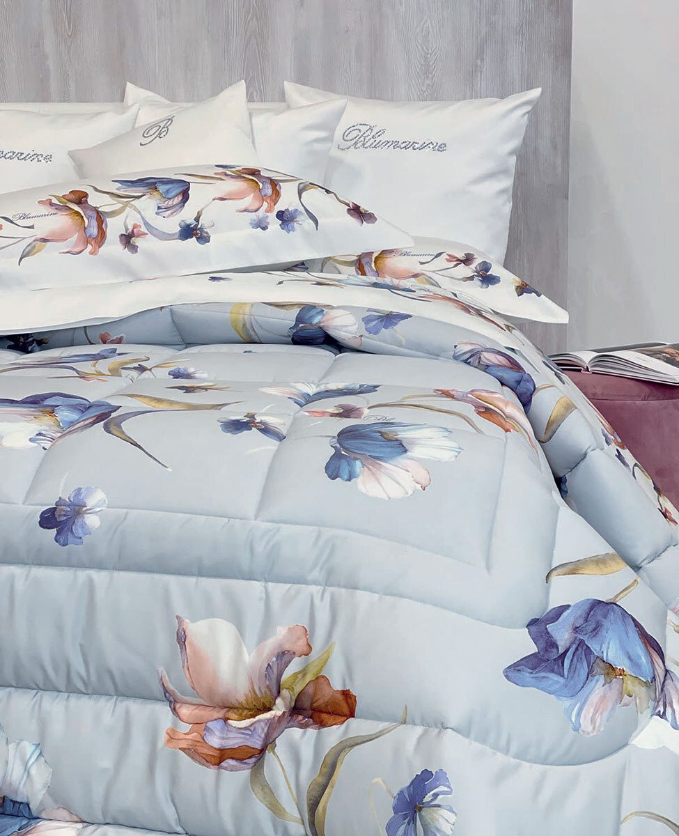Blumarine Trapunta Matrimoniale In Raso Di Cotone Fleurette