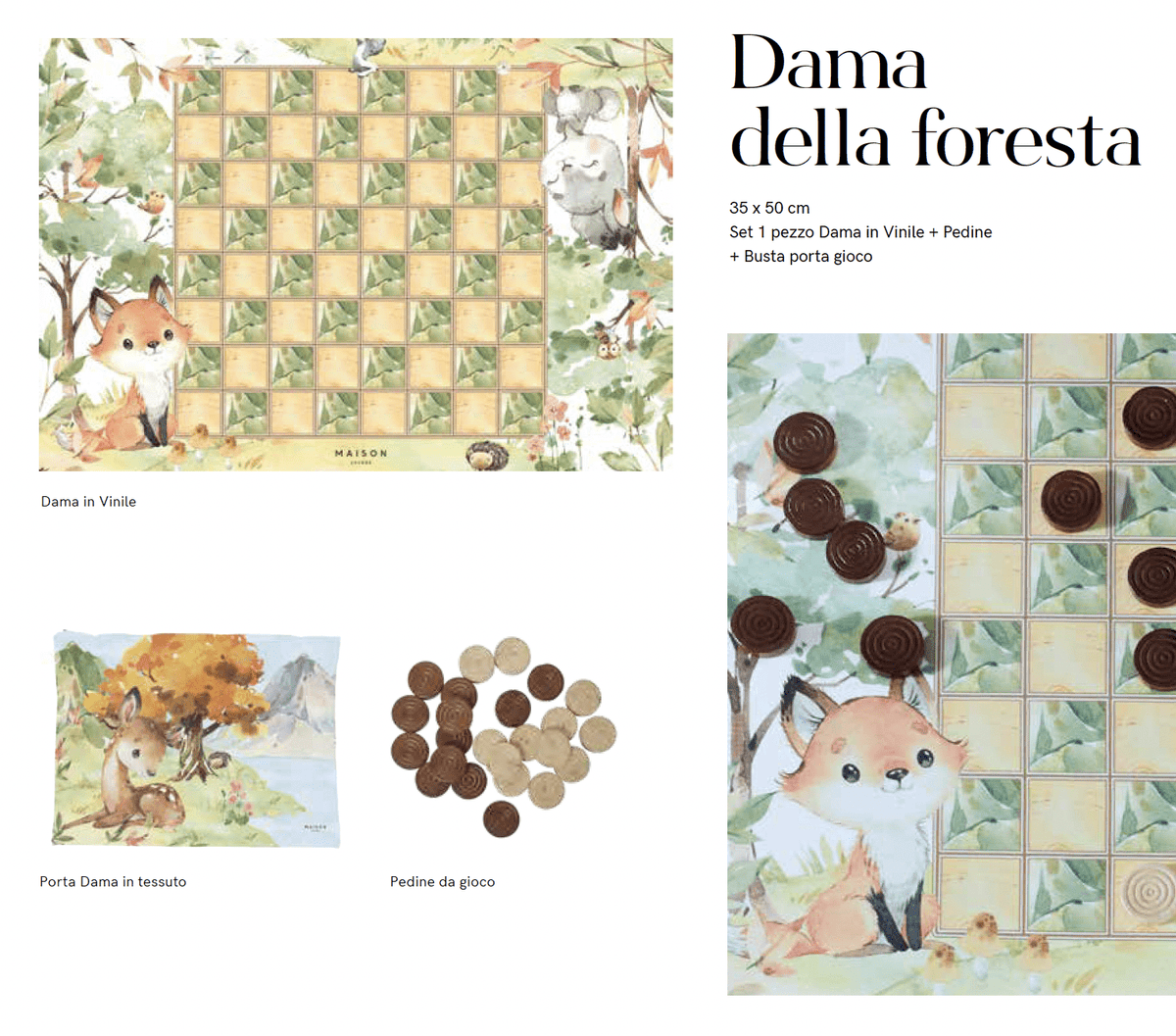 MAISON SUCREE' GIOCO DAMA / AMERICANA IN VINILE CON PEDINE