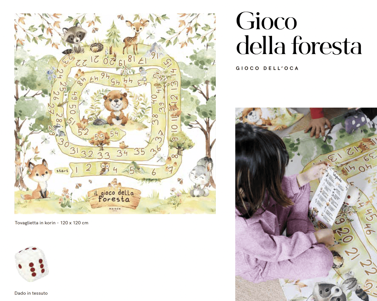 MAISON SUCREE' GIOCO DELL'OCA / TOVAGLIA ANTIMACCHIA CON DADO