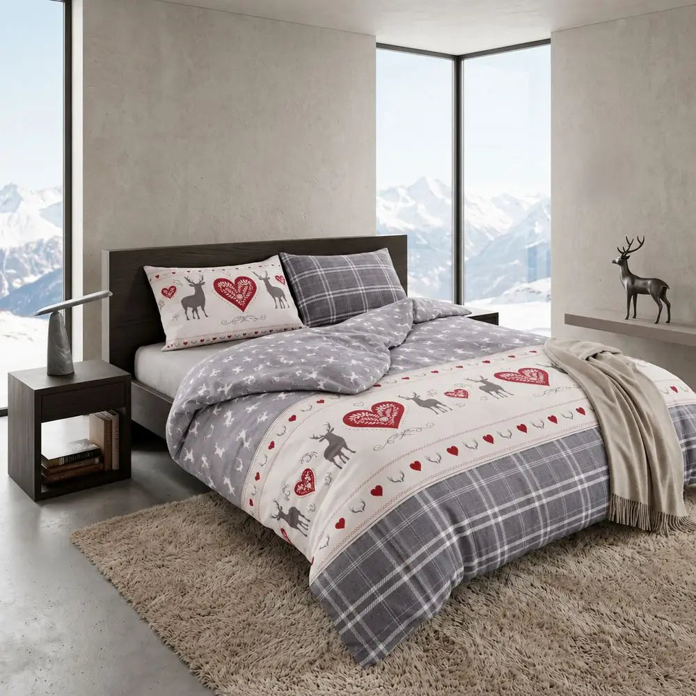 Daunex Parure Copripiumino Double Face In Cotone Stampato Grenoble