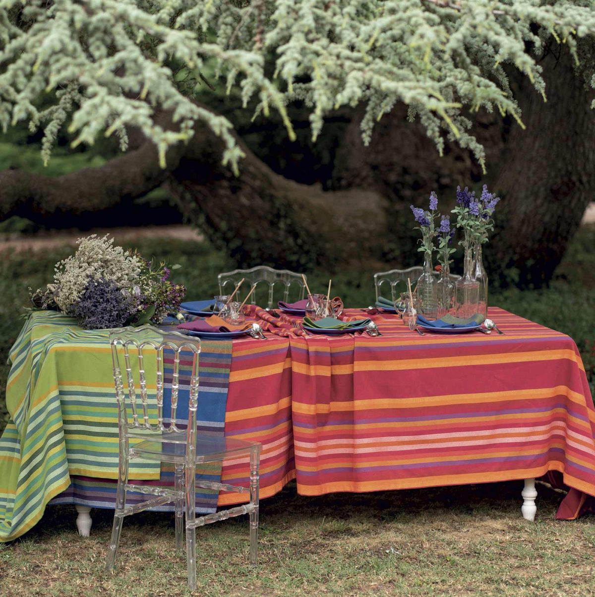 Tessitura Toscana Telerie Tovaglia E/O Runner In Cotone Tinto Filo Jacquard Illimani