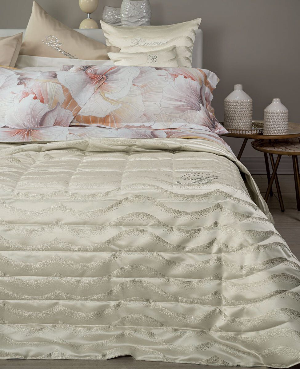 Blumarine Copriletto Matrimoniale Trapuntato in tessuto Jacquard Jasmine