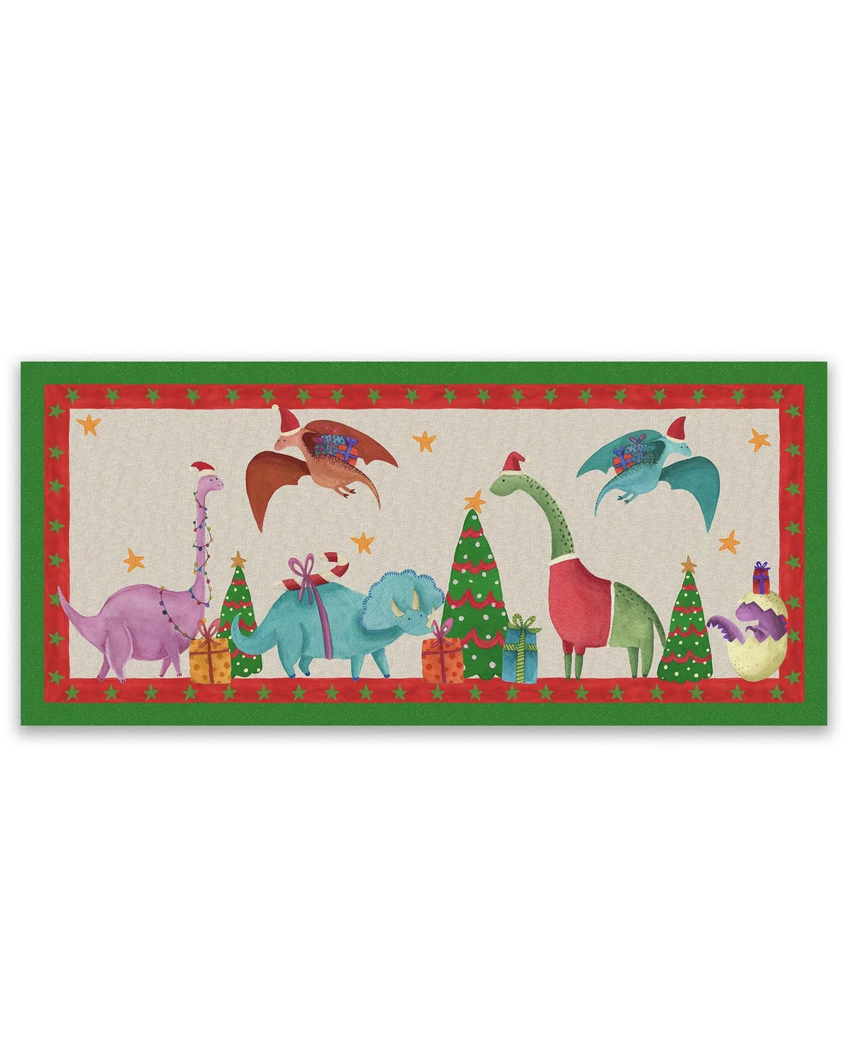 Tessitura Toscana Telerie Tappeto Tiptapp Natalizio Jurassic Xmas