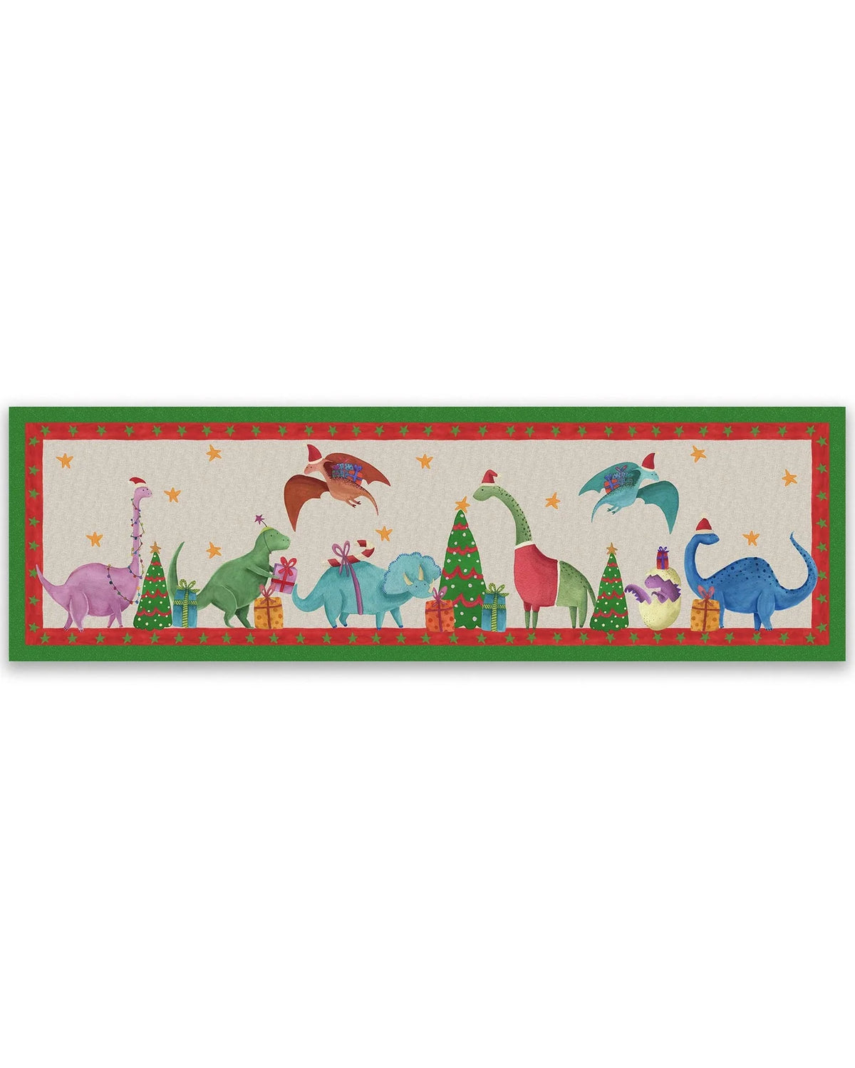 Tessitura Toscana Telerie Tappeto Tiptapp Natalizio Jurassic Xmas