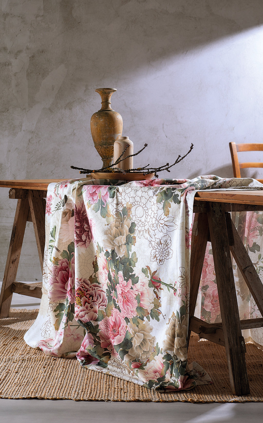 Maison Sucree' Terre Tovaglia E/O Runner In Cotone Riciclato Stampato Kerama