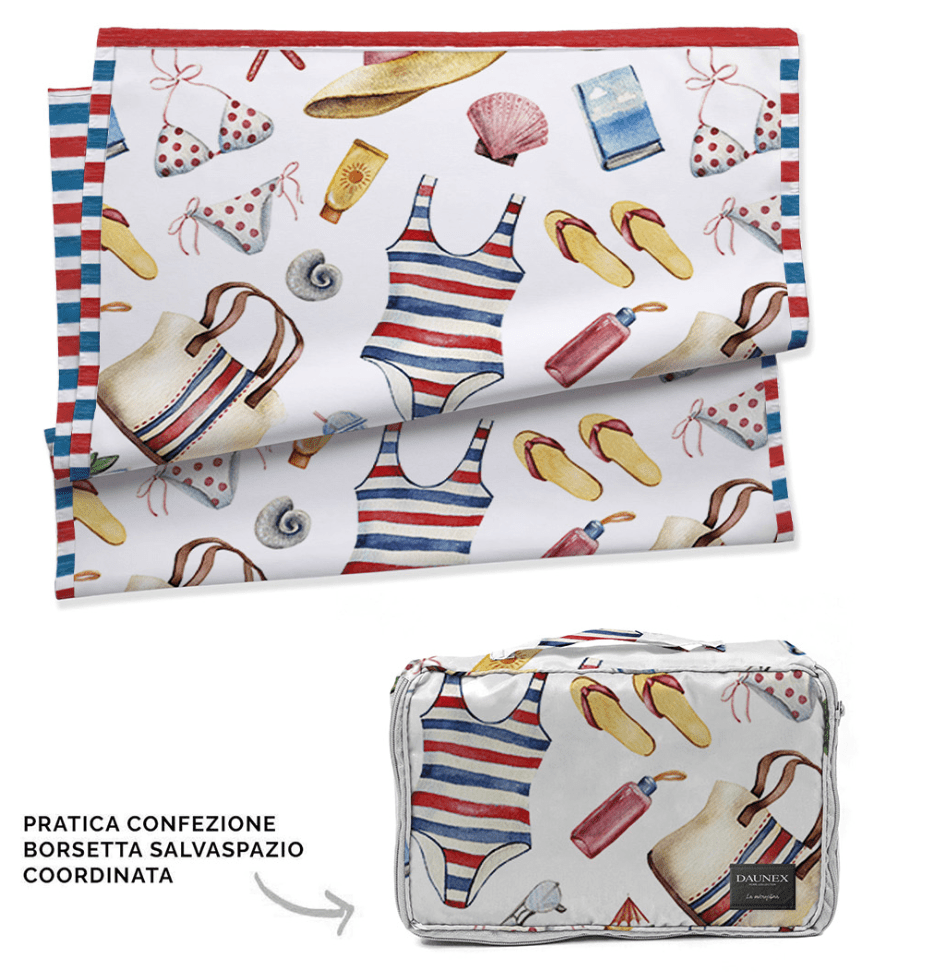 Daunex Telo Mare Doubleface In Microfibra Lagoon Con Pochette