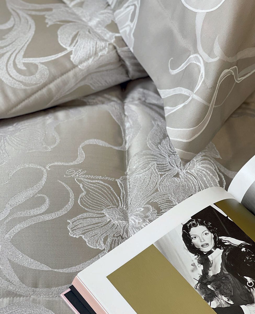 Blumarine Trapunta Matrimoniale In Tessuto Jacquard Lapis