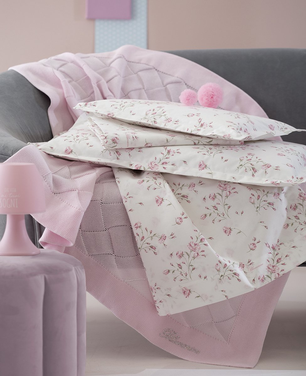Blumarine Baby Completo Lenzuola Lettino In Cotone Lilibet