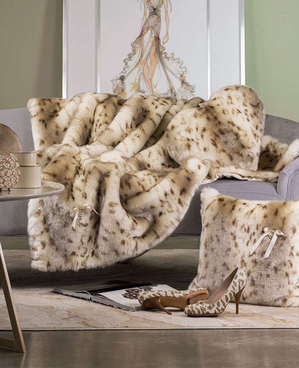 Blumarine Coperta Matrimoniale In Pelliccia Sintetica Lince